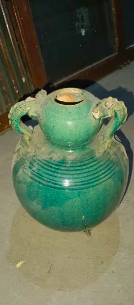 Chinese Dragon Handle Vase vas cina ukiran naga