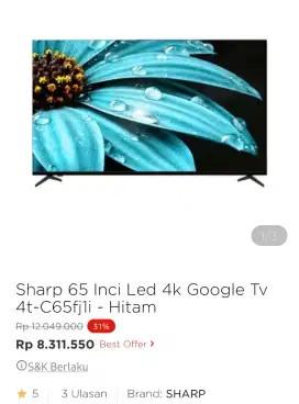 SHARP LED GOOGLE TV 65 4T-C65FJ1I