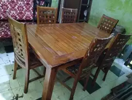 meja makan murah jati Jepara asli 6 kursi