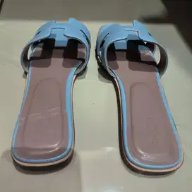 sandal hermes H38 wanita warna biru blue
