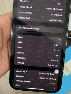Jual Iphone 14 pro max 256 gb EX IBOX ungu bekas