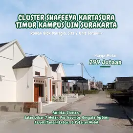 RUMAH JUAL MURAH DI KARTASURA DEKAT KAMPUS UIN DAN SOLO