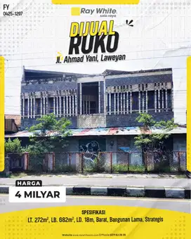 Dijual Ruko Murah Pinggir Jalan Besar Dekat SPBU Manahan