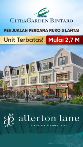 Ruko Citra Garden Bintaro Allerton Luas bisa KPR bisa buat Invest