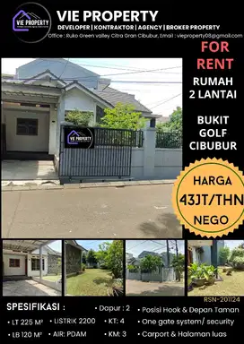TURUN HARGA RUMAH SEWA CIBUBUR MURAH, BUKIT GOLF RIVERSIDE