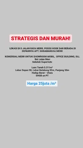 STRATEGIS MURAH TANAH NOL JALAN RAYA MERR