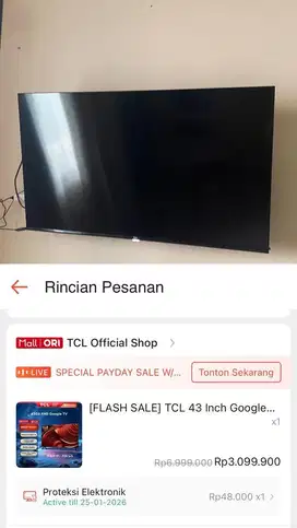Dijual TV TCL 43inch mulus pemakaian 4 bulan