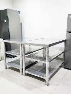 Meja Stainless Steel Preloved - Food Grade, Kuat, Siap Pakai
