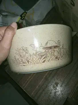 Mangkok casserole pyrex vintage tanpa tutup
