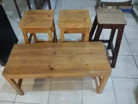 Kursi tinggi dan besi kayu 3kursi +1meja