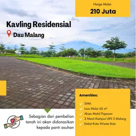 Tanah Kavling Luas 60 m² di Dau Malang Cocok Untuk Hunian dan Rukost