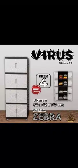 Lemari plastik 4 susun VIRUS
