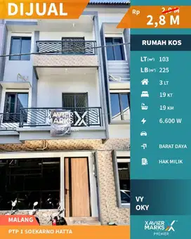 c073 Rumah Kost 3 Lantai Full Penghuni Kawasan Sukarno Hatta Malang