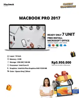 Fullset Macbook Pro 2017 NTB RAM 8/1TB Intel Core i5