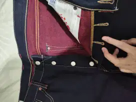 Heavyweight denim bluestates red maroon weft fortune 23oz size 38 VSS