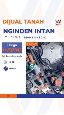 Dijual Tanah 1.040 m² Nginden Intan SHM Dekat Bethany – 11,5jt/m²
