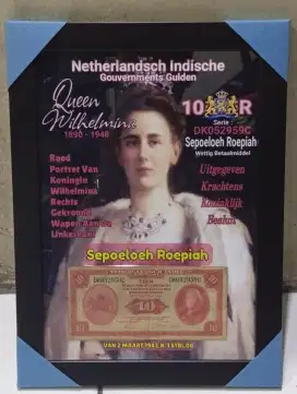 Uang Lama Jaman Belanda 10 Rupiah, sudah di bingkai