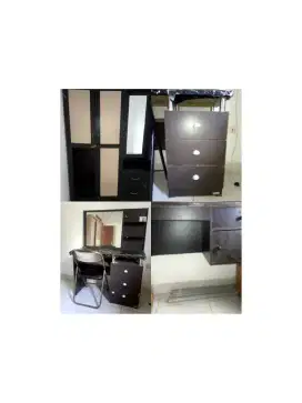 Paket Murah Lemari Baju Meja Rias Belajar Kursi Hitam Bekas Cibinong