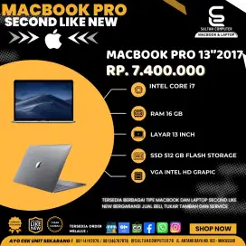 MACBOOK PRO 13INC 2017 GREY !! CORE I7, LENGKAP TAS, OFFICE ORIGINAL.