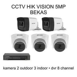 Kamera CCTV Hik vision bekas 5 kamera 5MP dvr 8 channel