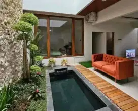 Kolam batu alam dan taman minimalis