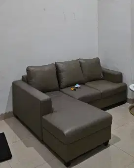 Sofa Coklat Sintetis 3 Seater + 1 Sofa tambahan