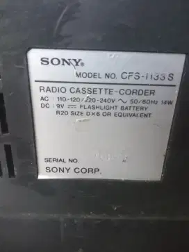 Sony tape recorder tanpa speaker ok
