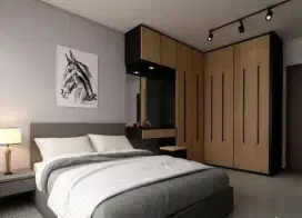 Tempat tidur , Backdrop , Lemari pakaian , Kitchen set