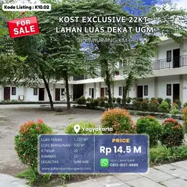 Kost Exclusive 22 Kamar, Luas 1222m2, Dekat UGM