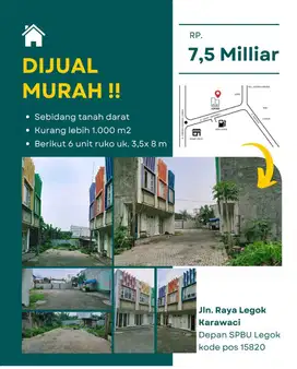 Dijual Murah 6 Ruko 2 Lantai Berikut Tanah 1000m Di Legok Karawaci