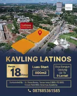 Dijual Kavling Komersial Latinos di Jln Raya Rawa Buntu, BSD City