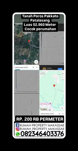 Tanah Poros Pakkato Patalasang  Luas 52.960 Meter  5.2 Hektar