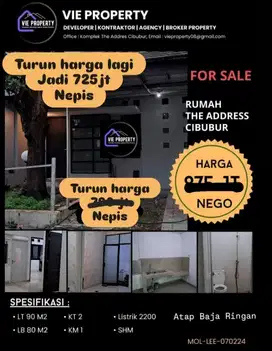 DIJUAL MURAH RUMAH CIBUBUR THE ADDRESS SIAP HUNI