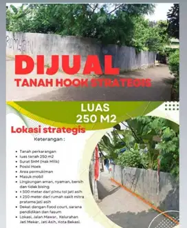 DIJUAL TANAH DI JATIASIH BEKASI (TANAH HOOK STRATEGIS)