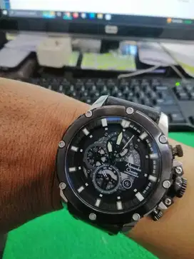Jam Tangan Ac Alexandre Christie 6416 Kulit Original - Black Silv