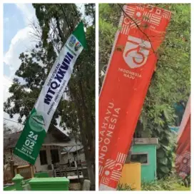 Melayani pembuatan Umbul umbul kain sistem Sablon