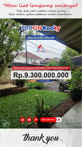 Rumah Usaha Strategis di Puri Indah – Lokasi Ramai & Potensial!