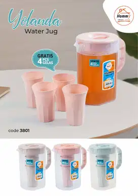 teko set plastik yolanda(free 4 gelas)