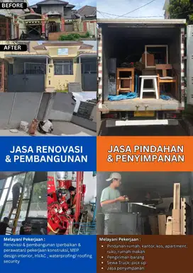 Jasa Kontraktor Renovasi Bangun Konstruksi,  Pindahan dan Penyimpanan