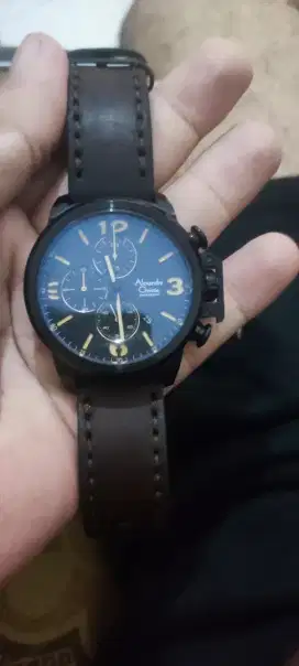 Alexandre Christie AC 6280 Full Black, Leather Strap