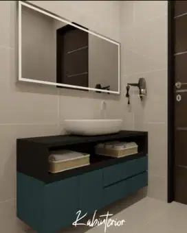 Jasa pembuatan kabinet meja wastafel custom elegan