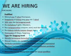 DIBUTUHKAN SEGERA PURCHASING