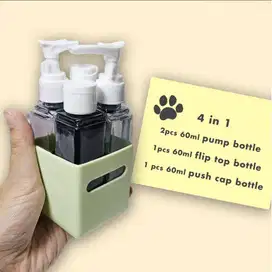botol sabun travelling Refill 4 in 1 persegi travel bottle