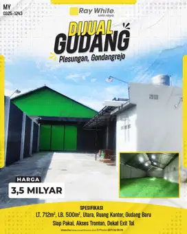 Gudang Baru Siap Pakai di Gondangrejo Dekat Exit Tol