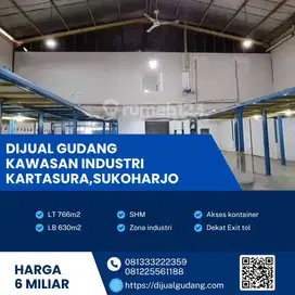Gudang Siap Pakai Dijual Cepat di Kartasura, 766m²,
