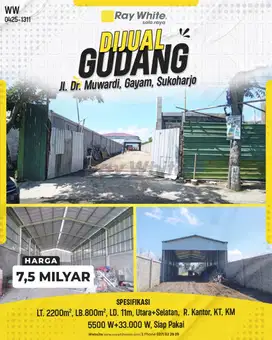 Gudang Luas Siap Pakai di Jl. Dr. Muwardi, Grogol, Sukoharjo