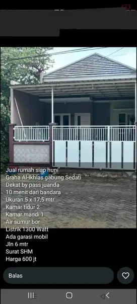 Rumah luas 88 m2 harga 600 juta di Gabung,Sedati,Sidoarjo