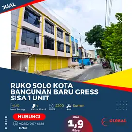 Ruko Bangunan Baru Gress 3 Lantai Solo Kota