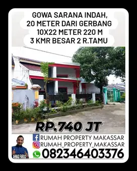 Perum Gowa Sarana Indah, 20 meter dari gerbang  10X22 Kmr 3 WC 2