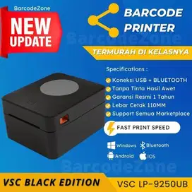 barcode printer thermal bluetooth 110mm a6 merk VSC TP 9270B usb Black